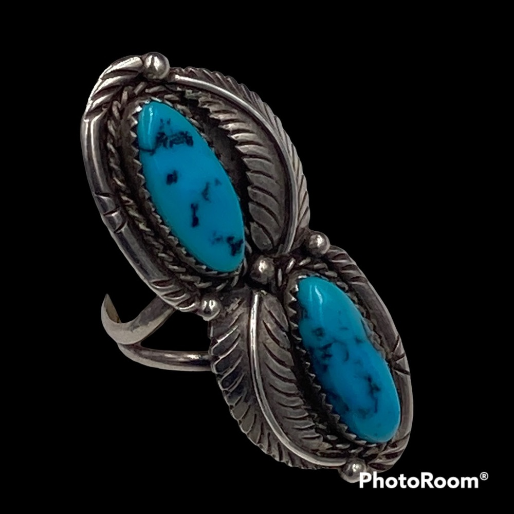 Authentic Native American Sterling Turquoise Ring… - image 3